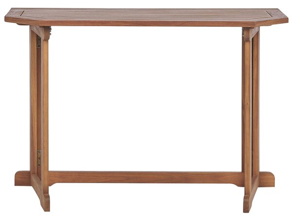 Balkónový stolík svetlé akáciové drevo 110 x 47 cm skladací nastaviteľný odolný vonkajší nábytok