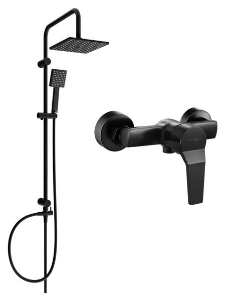 Mexen Tord sprchová súprava s ručnou a dažďovou sprchou + sprchová batéria Caro, čierna matná, 746640200-70