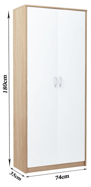 Policová skriňa LUCETTE - šírka 74 cm, dub sonoma / biela