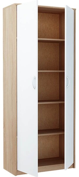 Policová skriňa LUCETTE - šírka 74 cm, dub sonoma / biela