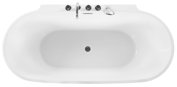 Voľne stojaca vaňa biela akrylát 170 x 80 cm oválny tvar pre 1 osobu moderný štýl kúpeľňa