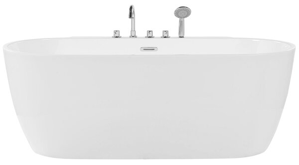 Voľne stojaca vaňa biela akrylát 170 x 80 cm oválny tvar pre 1 osobu moderný štýl kúpeľňa