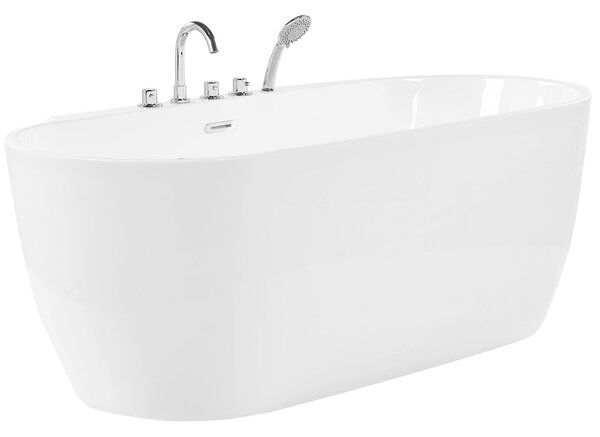 Voľne stojaca vaňa biela akrylát 170 x 80 cm oválny tvar pre 1 osobu moderný štýl kúpeľňa