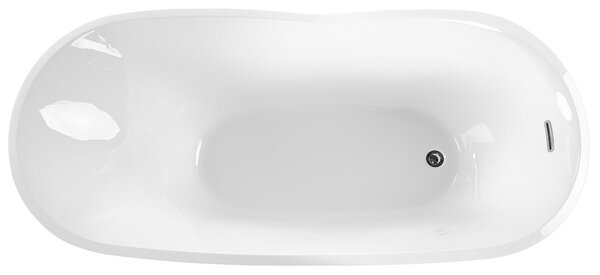 Voľne stojaca vaňa čierna lesklá sanitárny akrylát 170 x 80 cm pre jednu osobu oválna moderný minimalistický dizajn