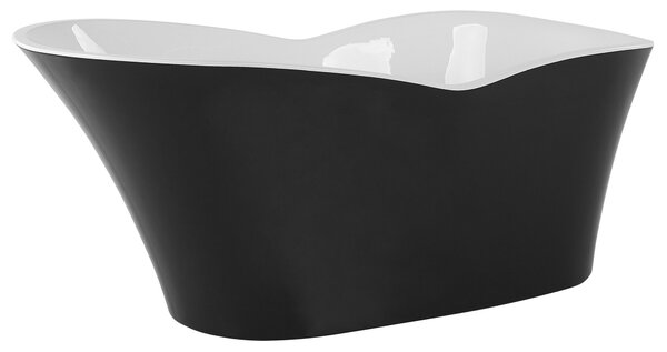 Voľne stojaca vaňa čierna lesklá sanitárny akrylát 170 x 80 cm pre jednu osobu oválna moderný minimalistický dizajn