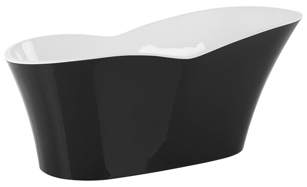 Voľne stojaca vaňa čierna lesklá sanitárny akrylát 170 x 80 cm pre jednu osobu oválna moderný minimalistický dizajn