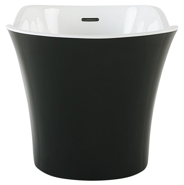 Voľne stojaca vaňa čierna lesklá sanitárny akrylát 170 x 80 cm pre jednu osobu oválna moderný minimalistický dizajn