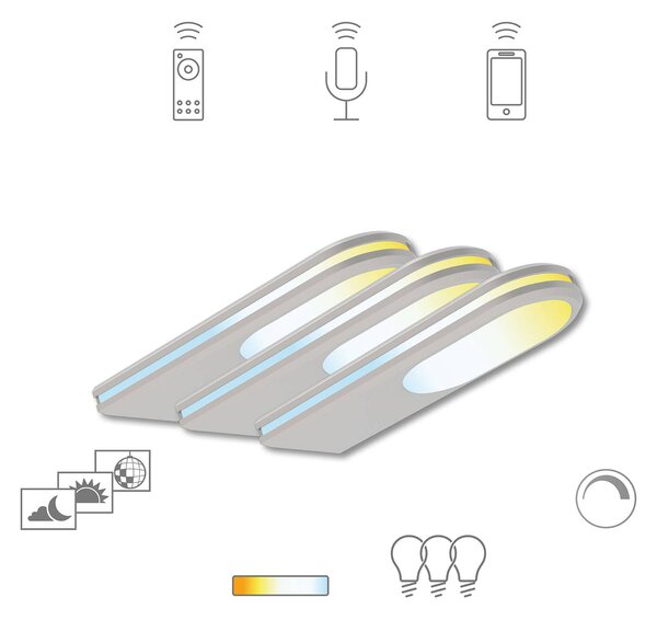 Müller Licht tónované LED osvetlenie pod skrinku Armaro, 3 kusy