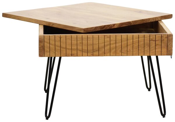 KONFERENČNÝ STOLÍK, čierna, farba akácie, drevo, kov, 70/70/45 cm Carryhome - Stolíky do obývačky