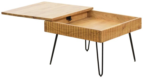 KONFERENČNÝ STOLÍK, čierna, farba akácie, drevo, kov, 70/70/45 cm Carryhome - Stolíky do obývačky