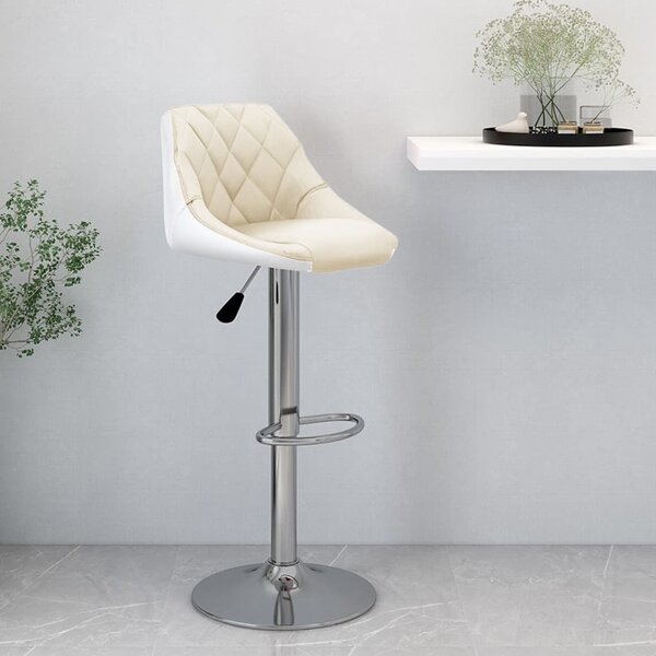 Barová stolička krémová a biela umelá koža