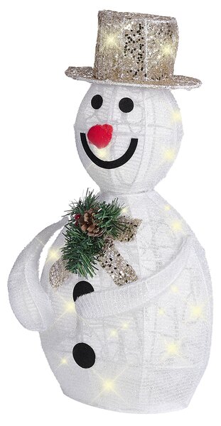 LED dekorácie biely bavlnený kovový rám s rozprávkovými svetlami snehuliak 50 cm vonkajšia alebo vnútorná dekorácia Vianoce