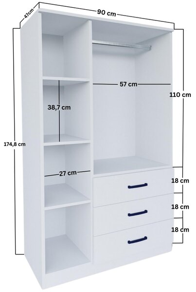 NovýNábytok.sk Šatníková skriňa Essy 56 (biela matná). Akcia -18%. Vlastná spoľahlivá doprava až k Vám domov. 1108112