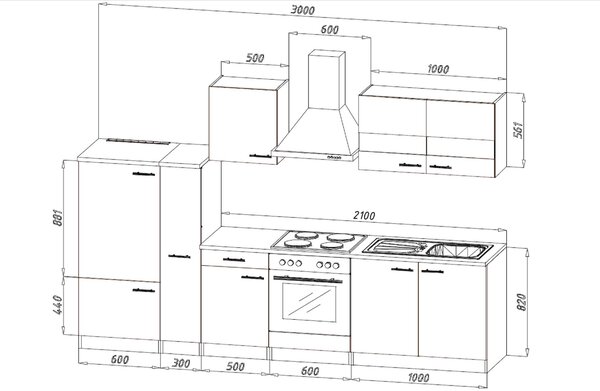 KUCHYNSKÝ BLOK BEZ SPOTREBIČO 300 cm Respekta - Online Only kuchyne, Online Only