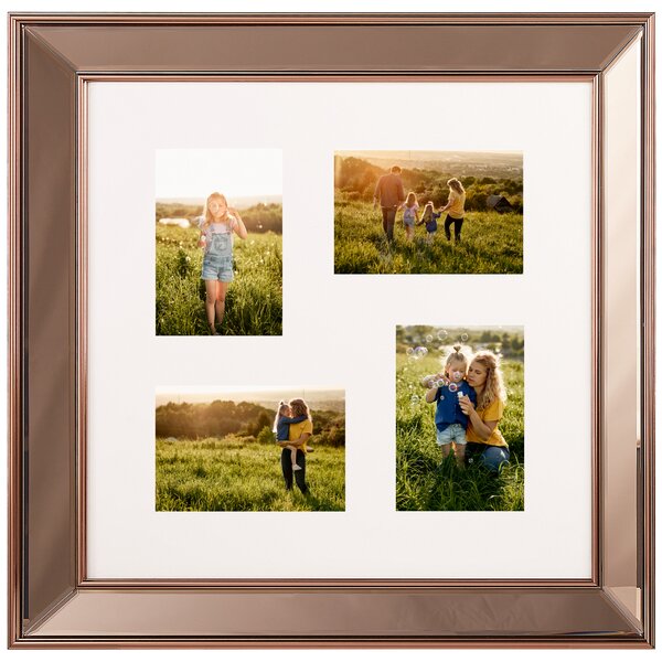 Fotorámik medený plastový so zrkadlovým efektom 52 x 52 cm na 4 fotografie 15 x 10 cm