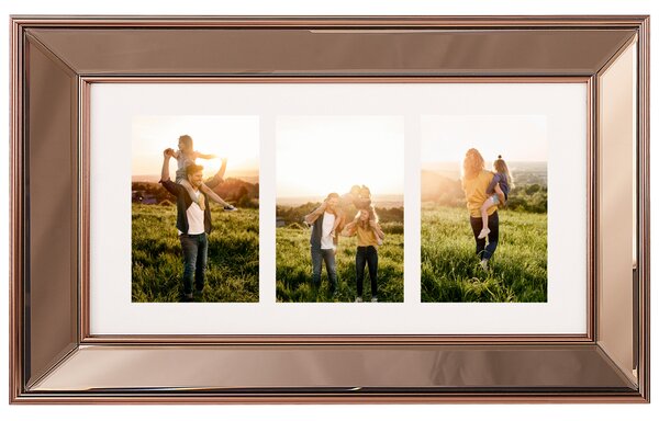 Fotorámik medený plastový so zrkadlovým efektom 51 x 32 cm na 3 fotografie 15 x 10 cm
