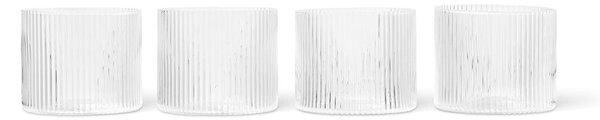 Ferm Living Poháre Ripple Low set 4ks, clear