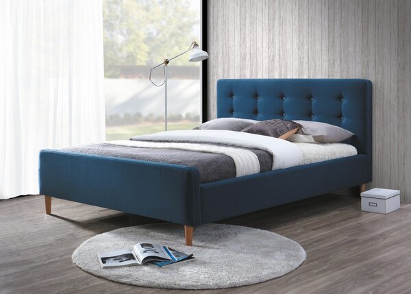 Modrá čalúnená postel PINKO 160 x 200 cm