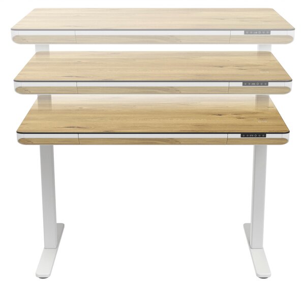 PÍSACÍ STÔL, biela, dub artisan, 120/70/73-118 cm Xora - Kancelárske stoly