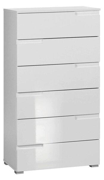 KOMODA, biela, biela s vysokým leskom, 65/117,6/40 cm Xora - Komody