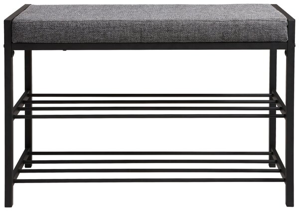 LAVICA NA TOPÁNKY, čierna, tmavosivá, 80/52/30 cm Carryhome - Skrine, regály & police na topánky