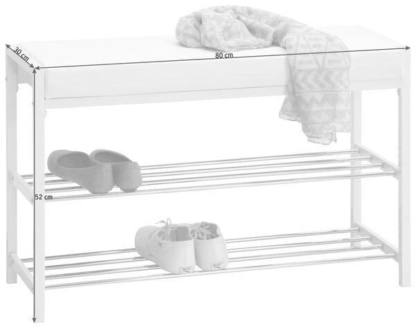 REGÁL NA TOPÁNKY, biela, 80/52/30 cm Carryhome - Skrine, regály & police na topánky