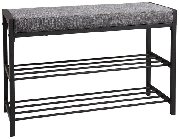 LAVICA NA TOPÁNKY, čierna, tmavosivá, 80/52/30 cm Carryhome - Skrine, regály & police na topánky