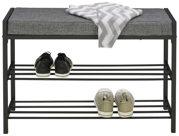 LAVICA NA TOPÁNKY, čierna, tmavosivá, 80/52/30 cm Carryhome - Skrine, regály & police na topánky
