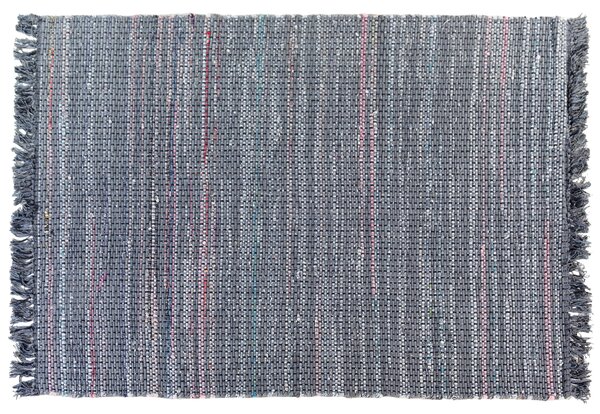 Koberec sivý bavlnený 140 x 200 cm so strapcami obdĺžnikový ručne vyrobený boho eklektický
