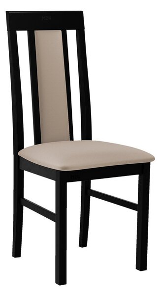 Drevená jedálenská stolička s látkovým poťahom DANBURY 2 - čierna / béžová