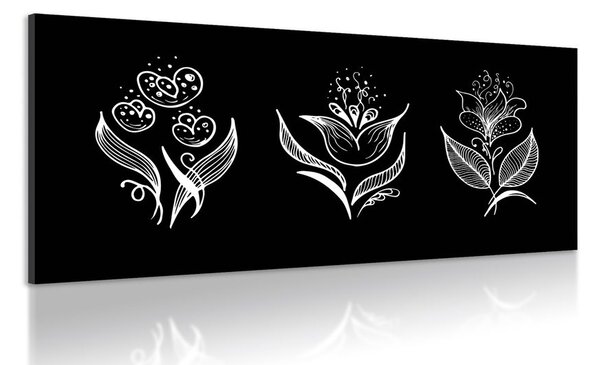 Obraz ľudové ornamenty v čiernobielom - 100x50