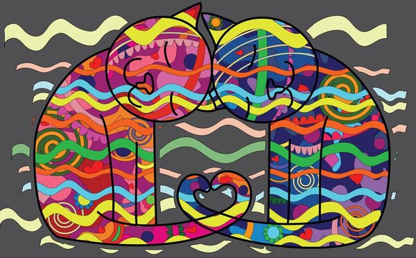 Obraz zamilované mačky v pop art štýle