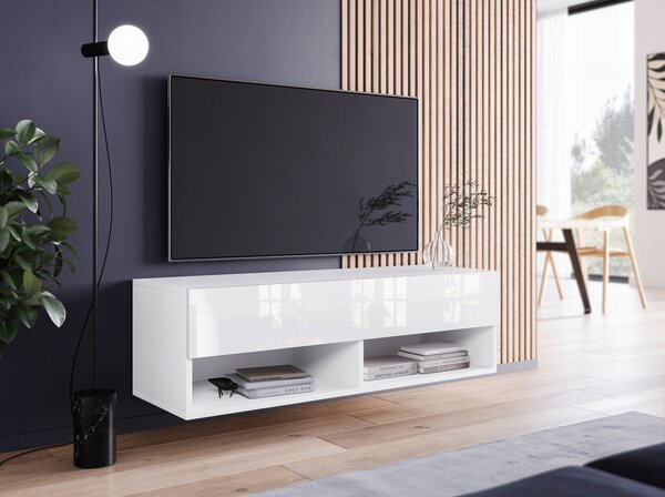 TV stolík CALIBURI 100 - biely / lesklý biely