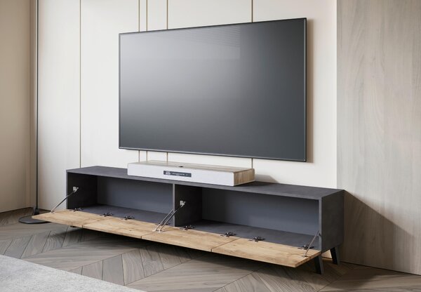 NÍZKA KOMODA, antracitová, farba duba košíčkatého, 190/40/32 cm P & B - TV nábytok, Online Only