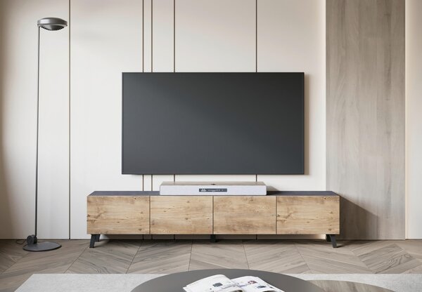 NÍZKA KOMODA, antracitová, farba duba košíčkatého, 190/40/32 cm P & B - TV nábytok, Online Only