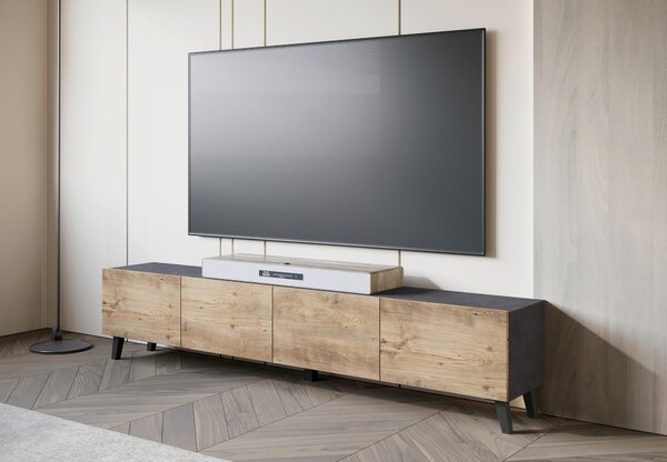 NÍZKA KOMODA, antracitová, farba duba košíčkatého, 190/40/32 cm P & B - TV nábytok, Online Only