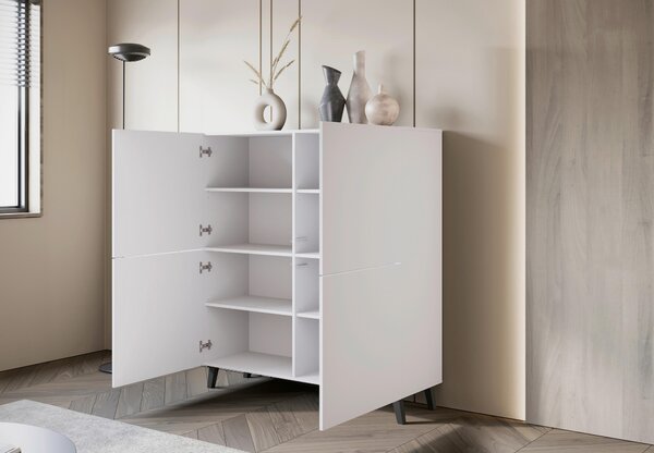 VYSOKÁ KOMODA, biela, 120/128/39 cm P & B - Online Only drobný nábytok, Online Only
