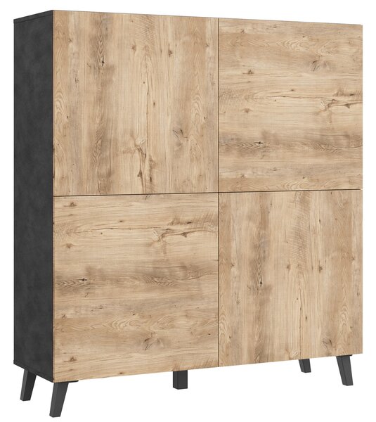 VYSOKÁ KOMODA, antracitová, farba duba košíčkatého, 120/128/39 cm P & B - Online Only drobný nábytok, Online Only