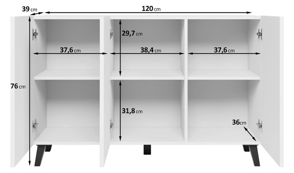 ŠIROKÁ KOMODA, čierna, 120/76/39 cm P & B - Online Only drobný nábytok, Online Only