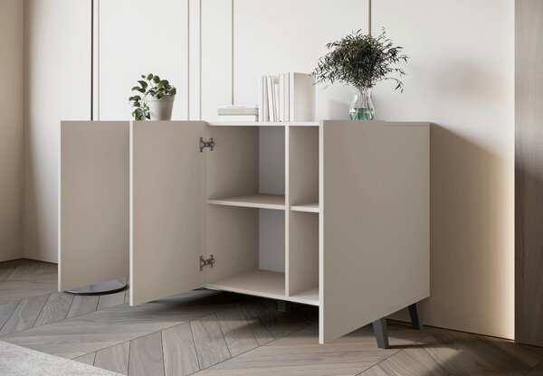 ŠIROKÁ KOMODA, béžová, kašmírová, 120/76/39 cm P & B - Online Only drobný nábytok, Online Only