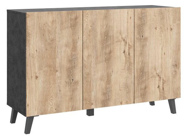 ŠIROKÁ KOMODA, antracitová, farba duba košíčkatého, 120/76/39 cm P & B - Online Only drobný nábytok, Online Only