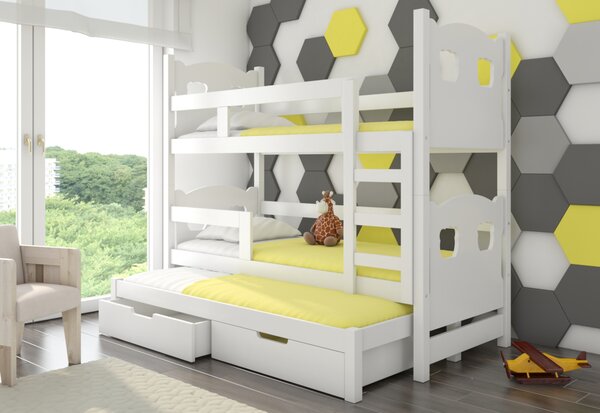 Detská poschodová posteľ LETICIA, 180x75, biela