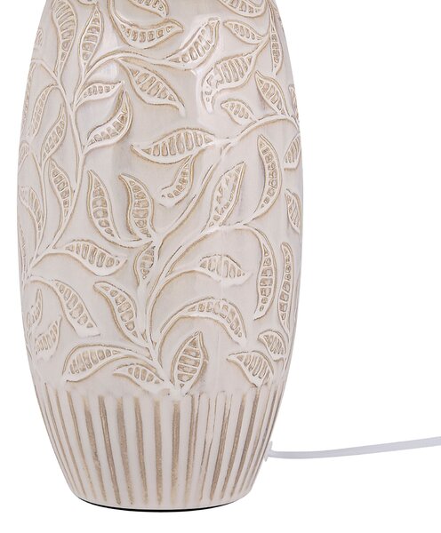 Stolná lampa béžová keramika polyester bavlna 57 cm vzor listov okrúhle látkové tienidlo moderný tradičný štýl obývačka spálňa