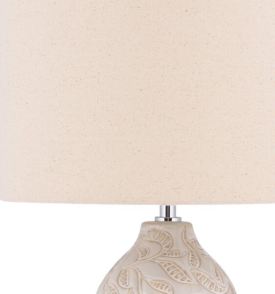Stolná lampa béžová keramika polyester bavlna 57 cm vzor listov okrúhle látkové tienidlo moderný tradičný štýl obývačka spálňa