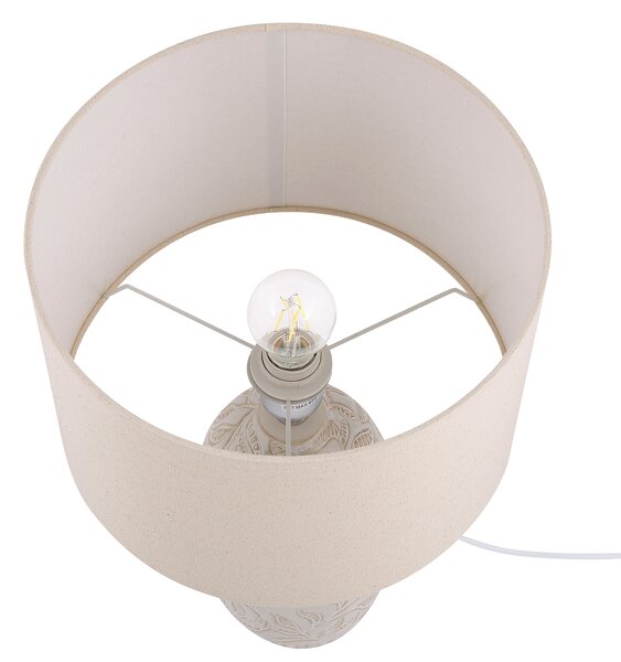 Stolná lampa béžová keramika polyester bavlna 57 cm vzor listov okrúhle látkové tienidlo moderný tradičný štýl obývačka spálňa