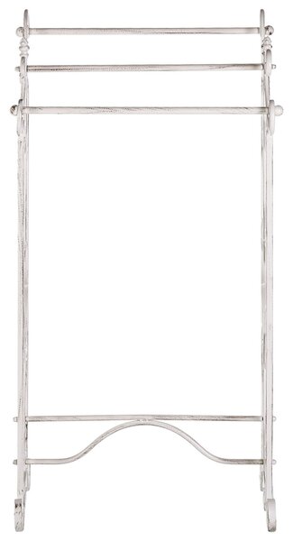 Stojan na uteráky biely kovový 45 x 90 cm starožitný vzhľad voľne stojaci vešiak kúpeľňa vintage klasický dizajn