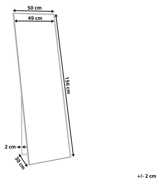 Stojace zrkadlo čierne hliníkový rám 50 x 156 cm obdĺžnikové so stojanom moderný dizajn