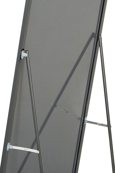 Stojace zrkadlo čierne hliníkový rám 50 x 156 cm obdĺžnikové so stojanom moderný dizajn