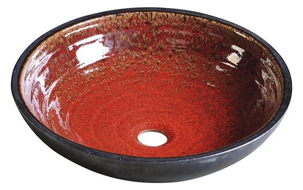Sapho, ATTILA keramické umývadlo, priemer 42,5cm, farba paradajková /petrol, DK007