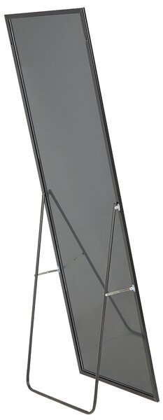 Stojace zrkadlo čierne hliníkový rám 50 x 156 cm obdĺžnikové so stojanom moderný dizajn